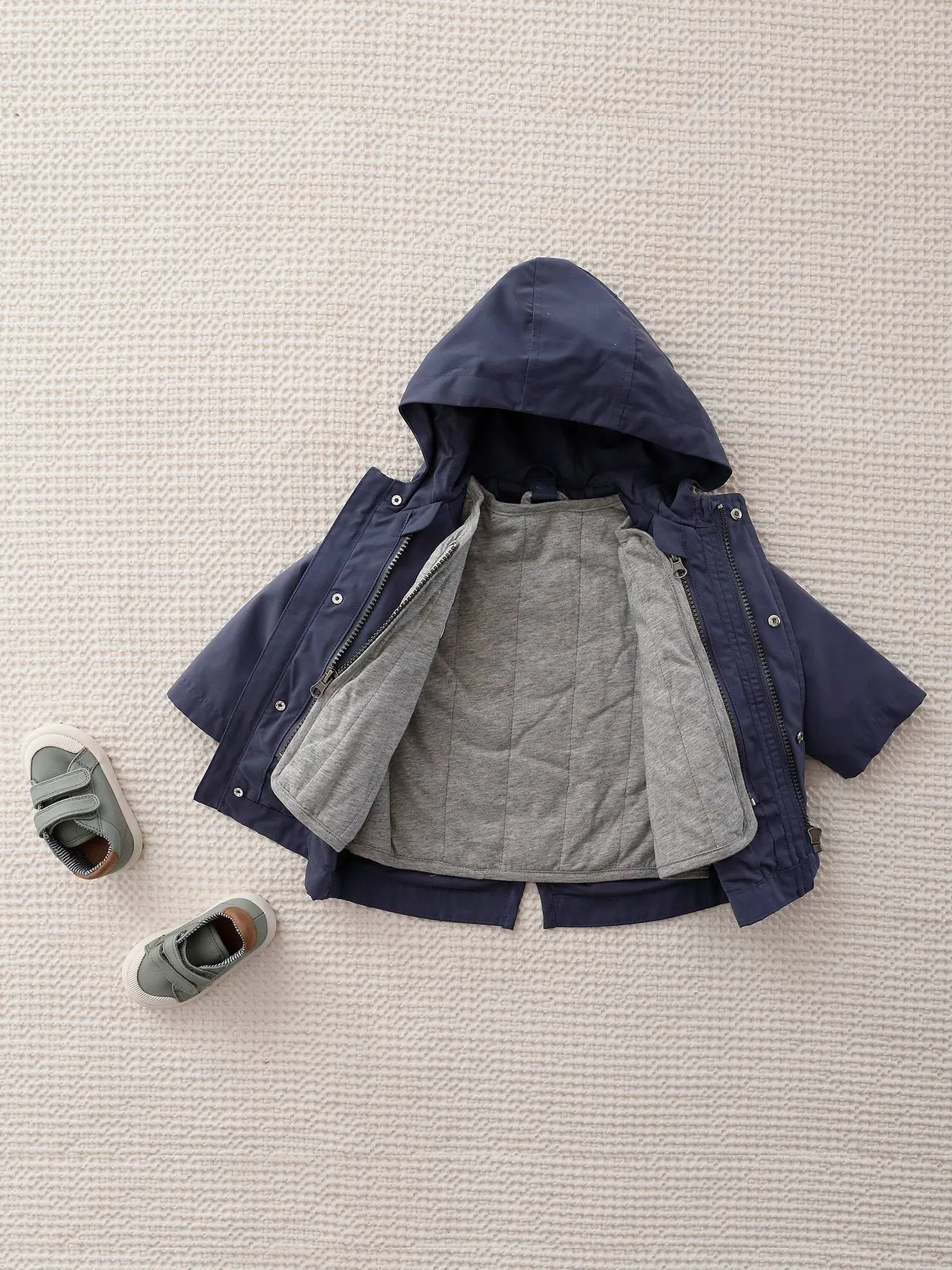 3-in-1 Parka with Detachable Bodywarmer, in Fleece, for Babies - slate blue