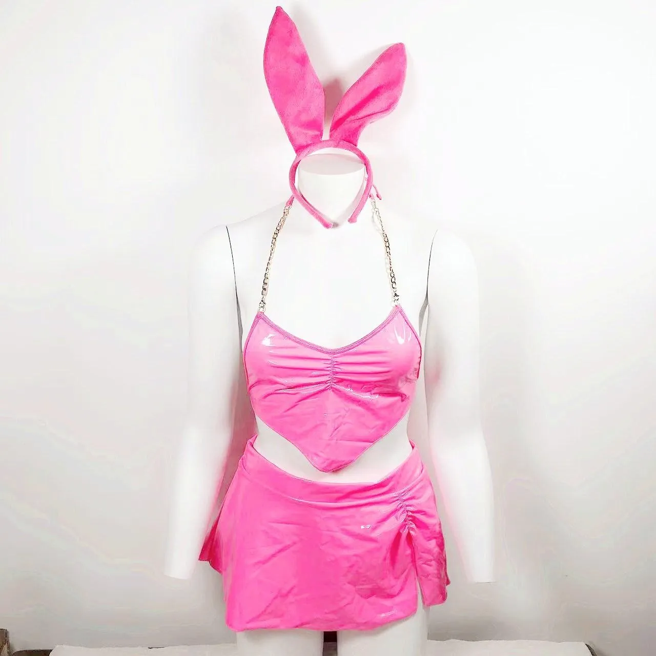 3-Piece Bunny PVC Outfit Lingerie