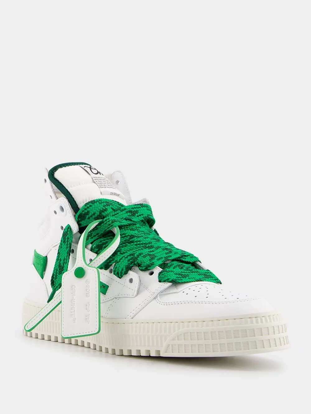 3.0 Off Court White and Green Leather Sneakers