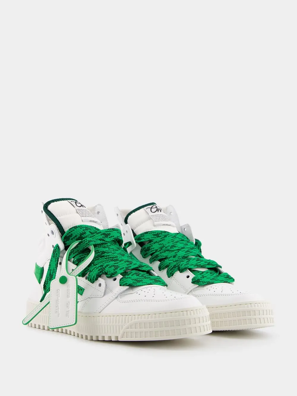 3.0 Off Court White and Green Leather Sneakers