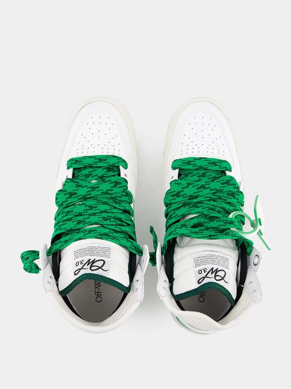 3.0 Off Court White and Green Leather Sneakers