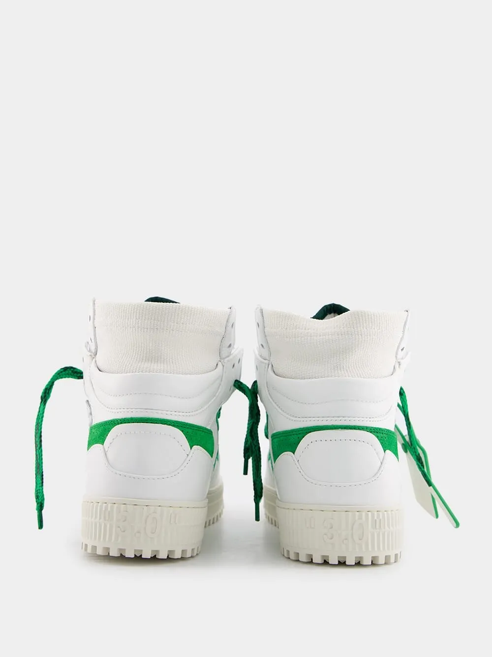 3.0 Off Court White and Green Leather Sneakers