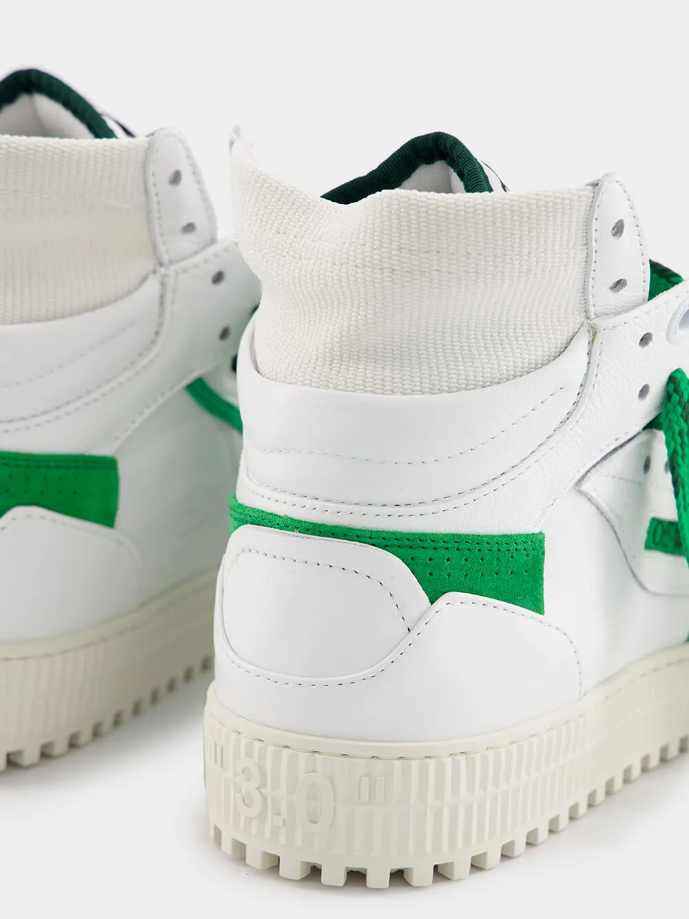 3.0 Off Court White and Green Leather Sneakers