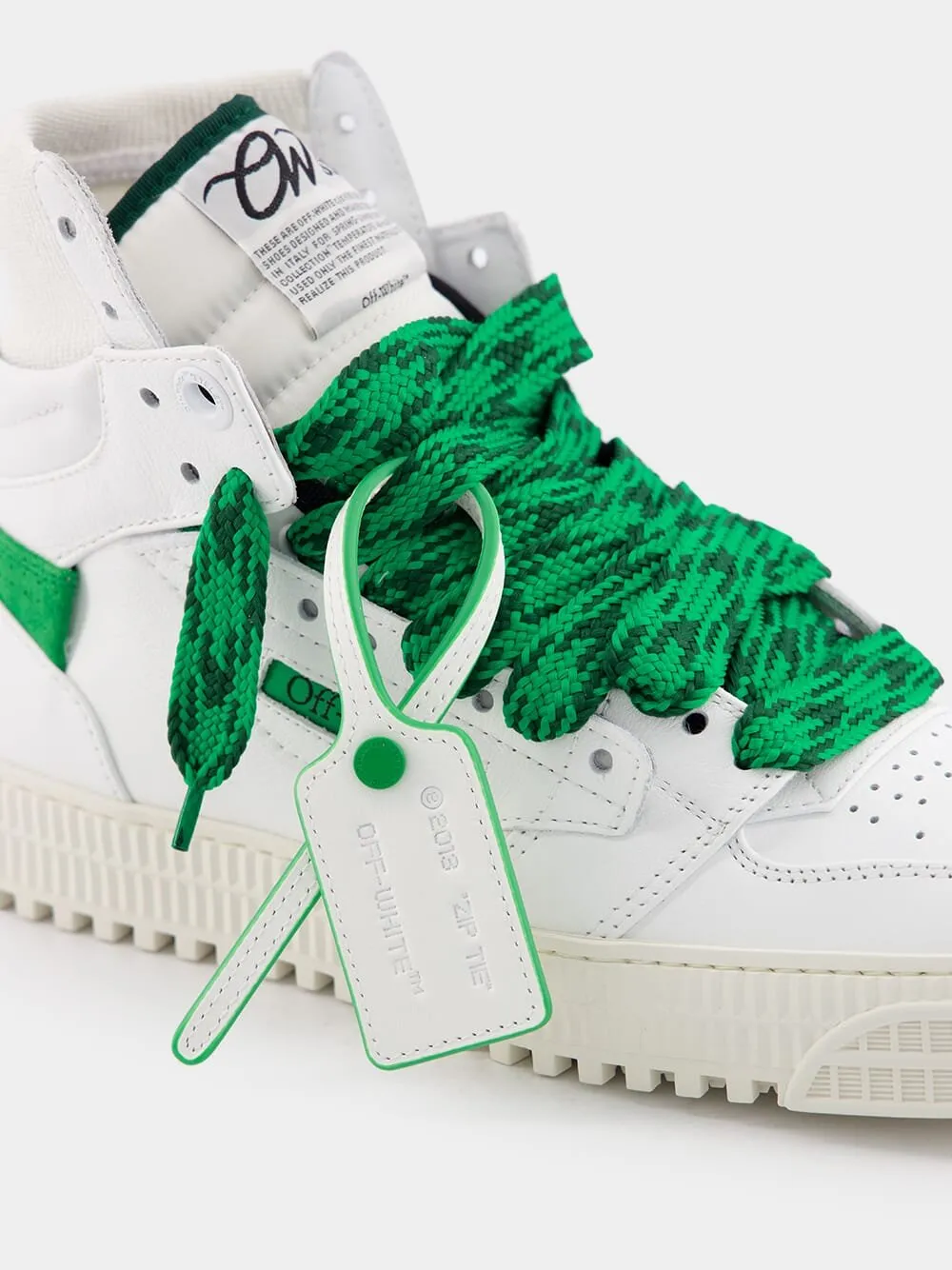 3.0 Off Court White and Green Leather Sneakers