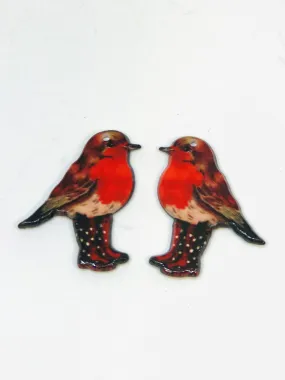 4 Red Bird Charm, Acrylic Red Breasted Robin Charm DIY JEWELRY MAKING