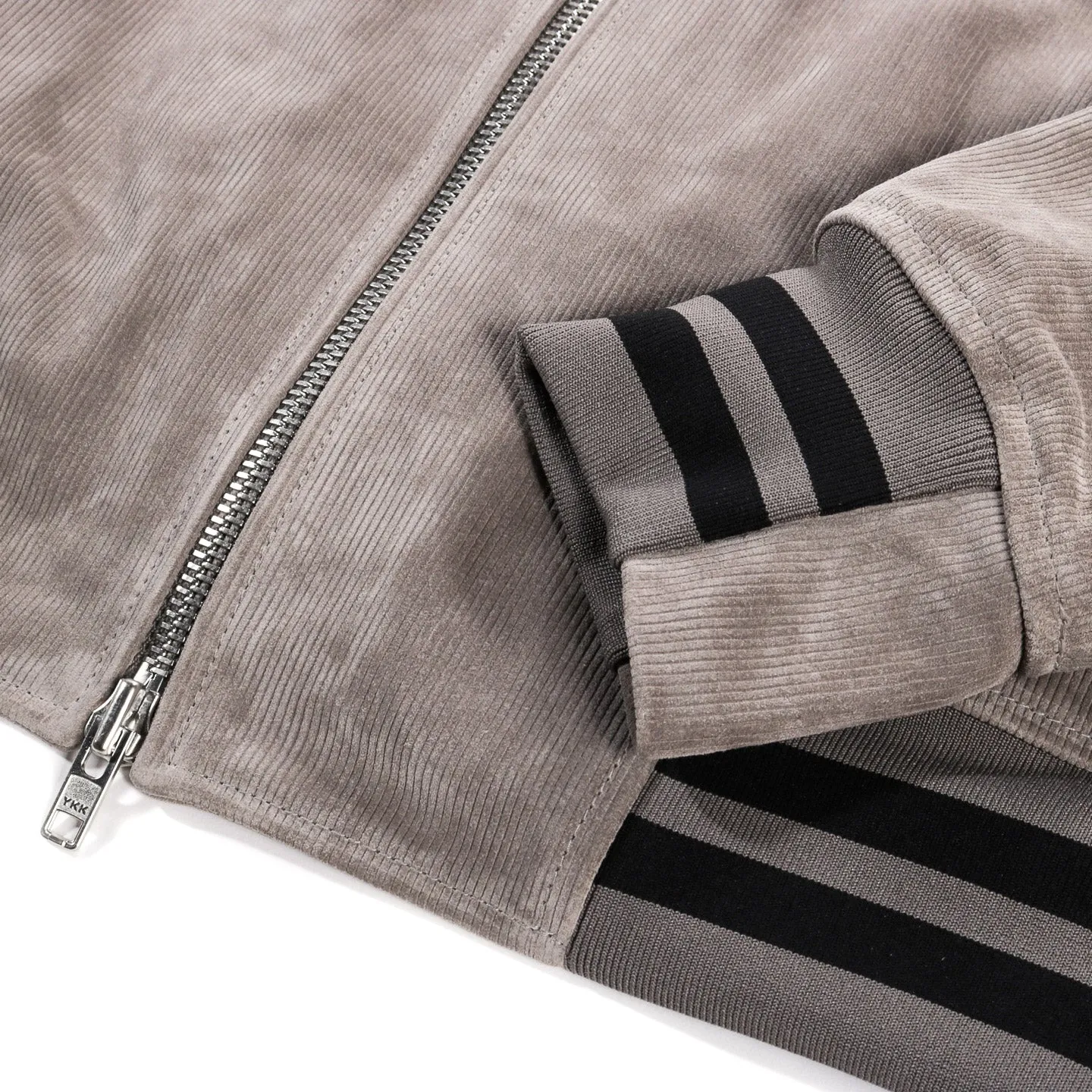 4SDESIGNS VARSITY BOMBER GREY CORDUROY EFFECT HEAVY LEATHER