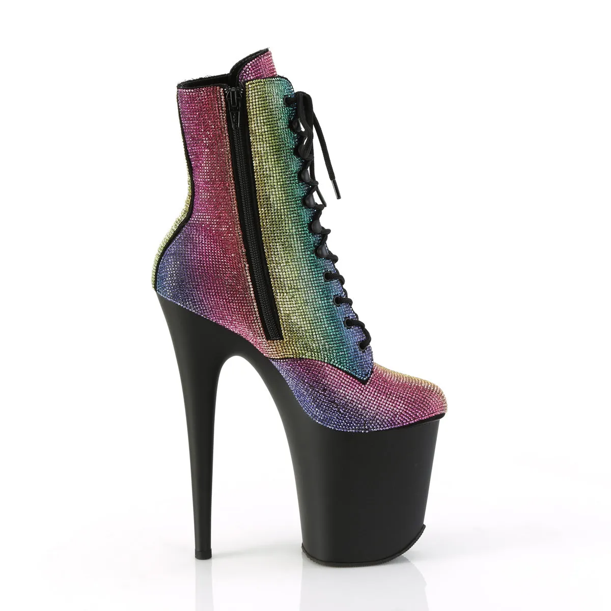 8 Inch Heel FLAMINGO-1020RS Rainbow Rhinestone