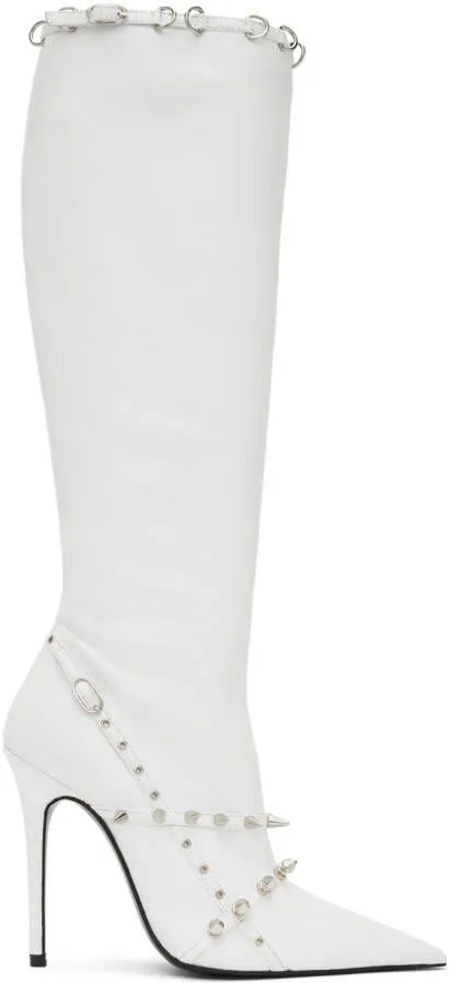 Abra White Spike Boots