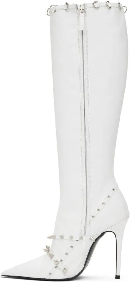 Abra White Spike Boots