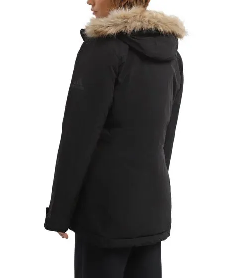 adidas Damen Kapuzen-Parka mit abnehmbarem Pelz-Rand Winter-Jacke recycelt IJ8260 Schwarz