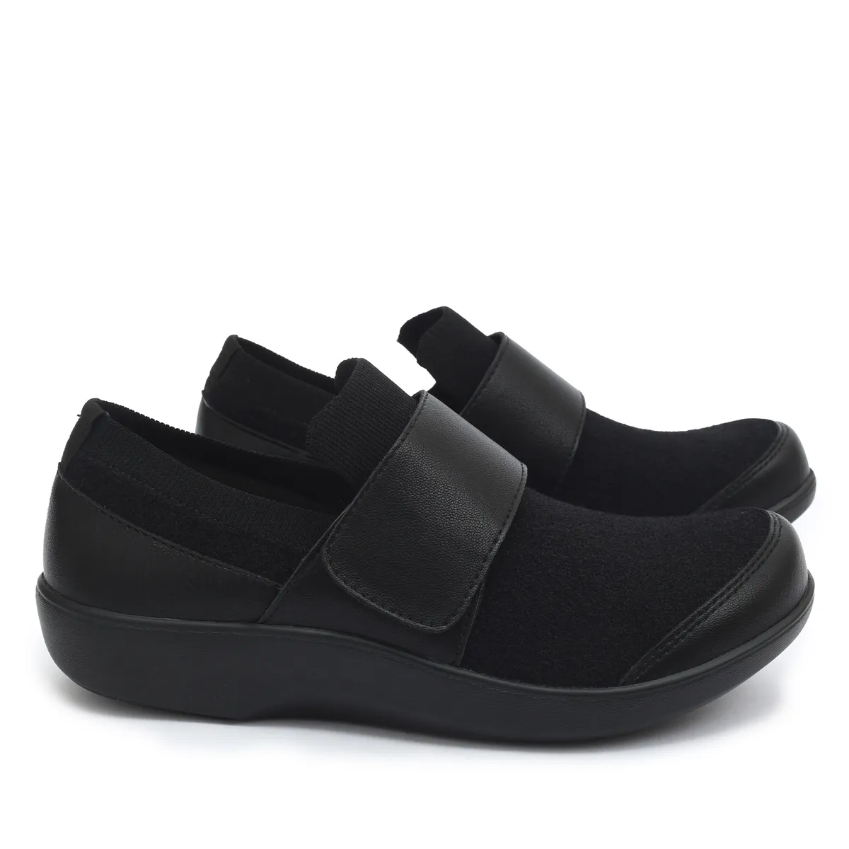 Alegria Womens Qwik Cozy Velcro Shoes- Black