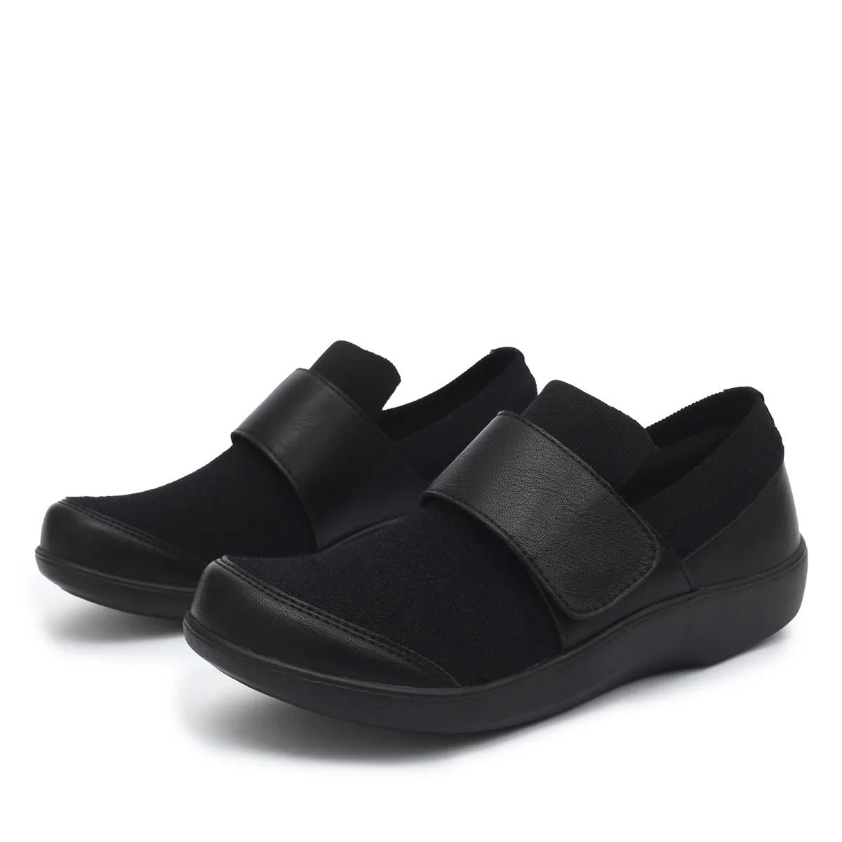 Alegria Womens Qwik Cozy Velcro Shoes- Black