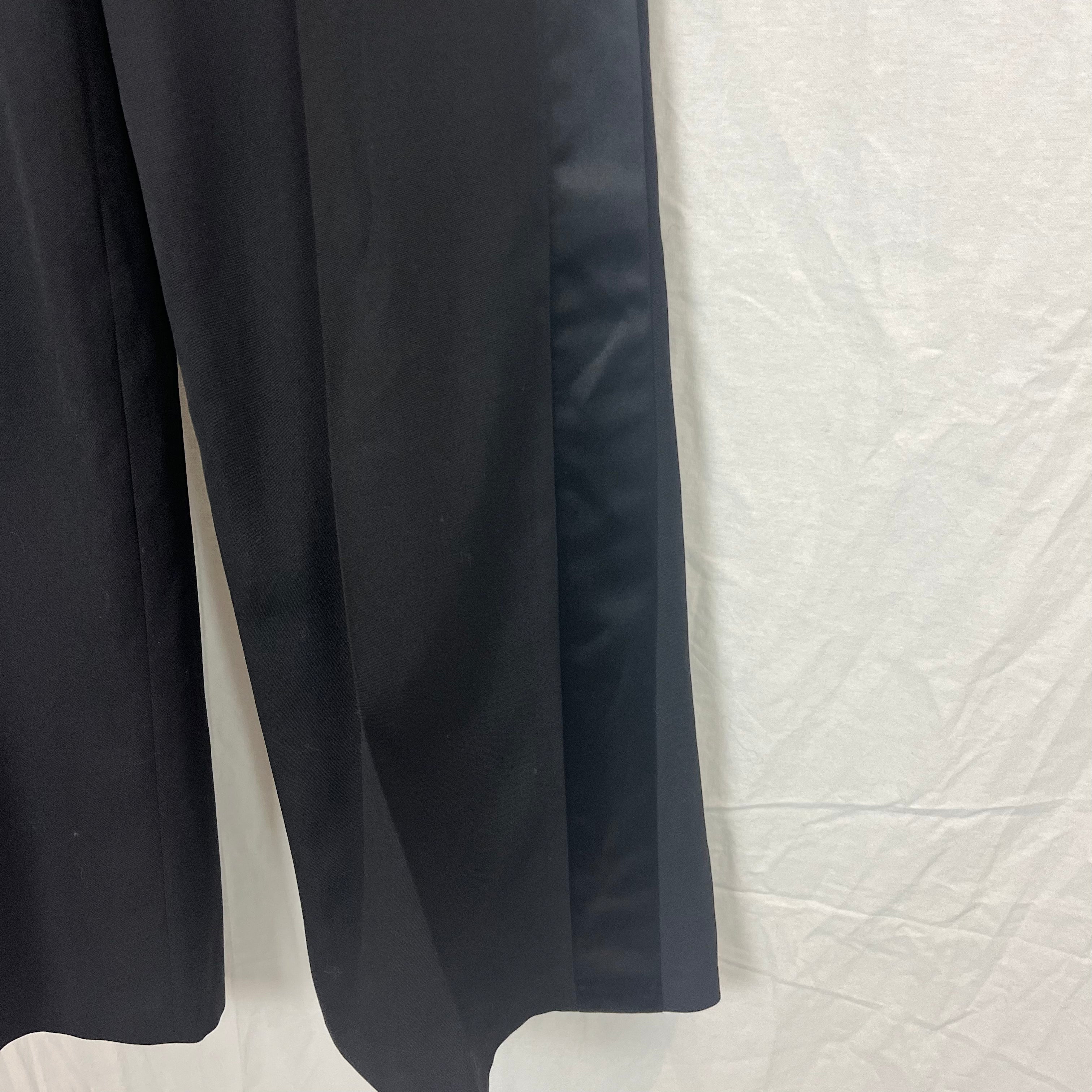 Alexander McQueen Brand New Black Wide Leg Tuxedo Pants XXS