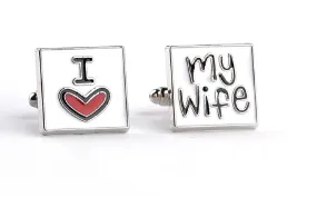 Alloy I Love My Wife Design Cuff Links for Men