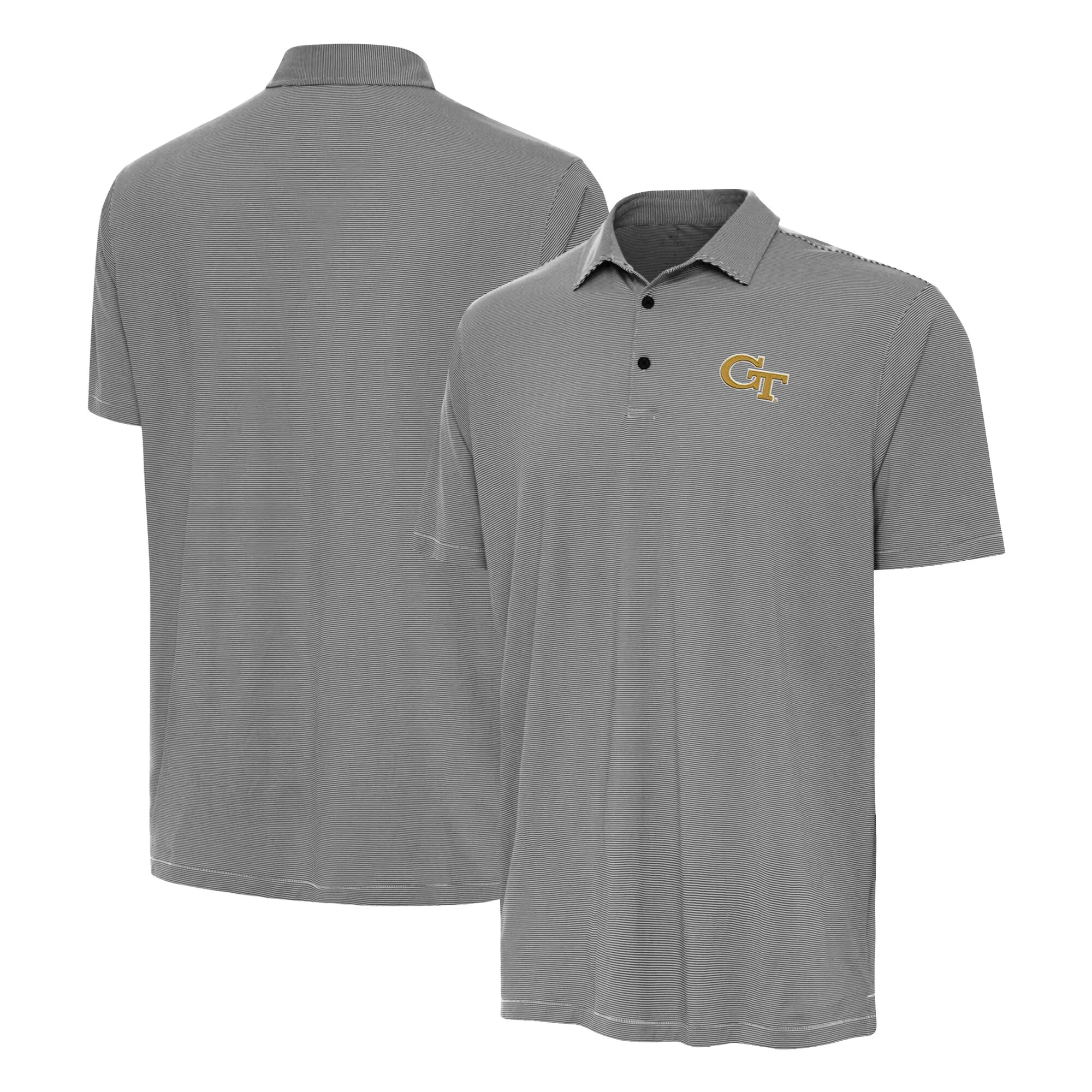 Antigua Georgia Tech Yellow Jackets Black Twine Polo