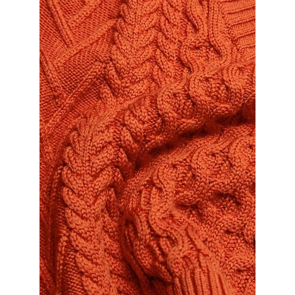 Aritzia Babaton Orange Merino Wool Cable Knit V-neck Crop Sweater Vest Top Sz M