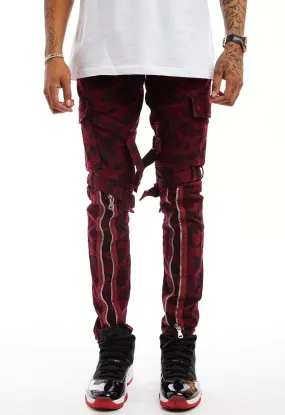 Baghdad Prem Camo Twill Zipper Cargo Denim (Red) /C6