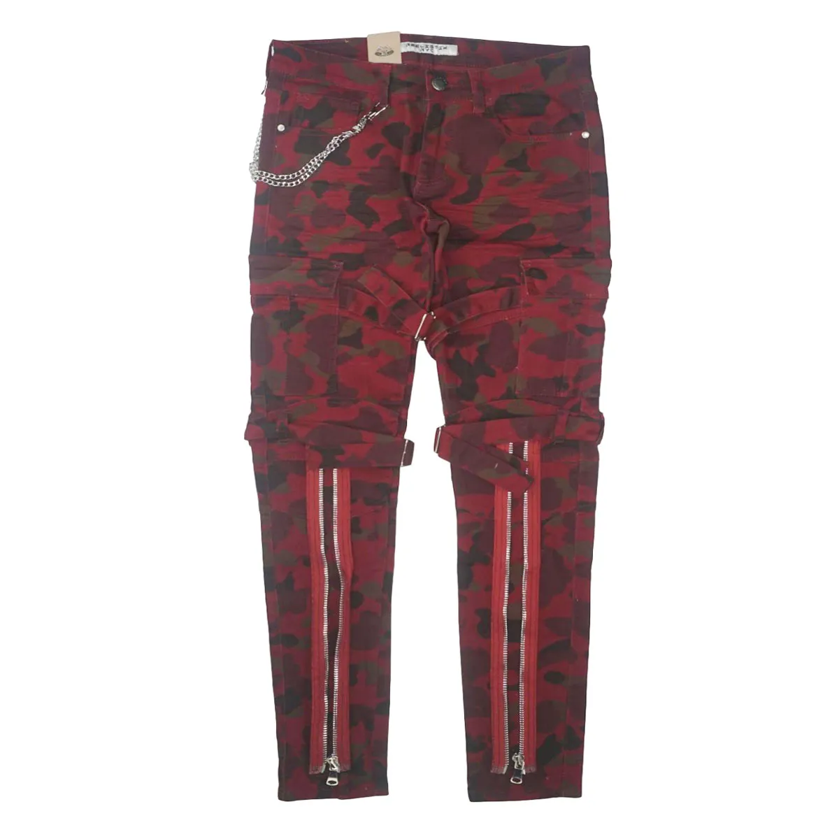 Baghdad Prem Camo Twill Zipper Cargo Denim (Red) /C6