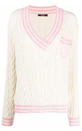 BALMAIN  |Wool-Blend Cable Knit Sweater With Patch