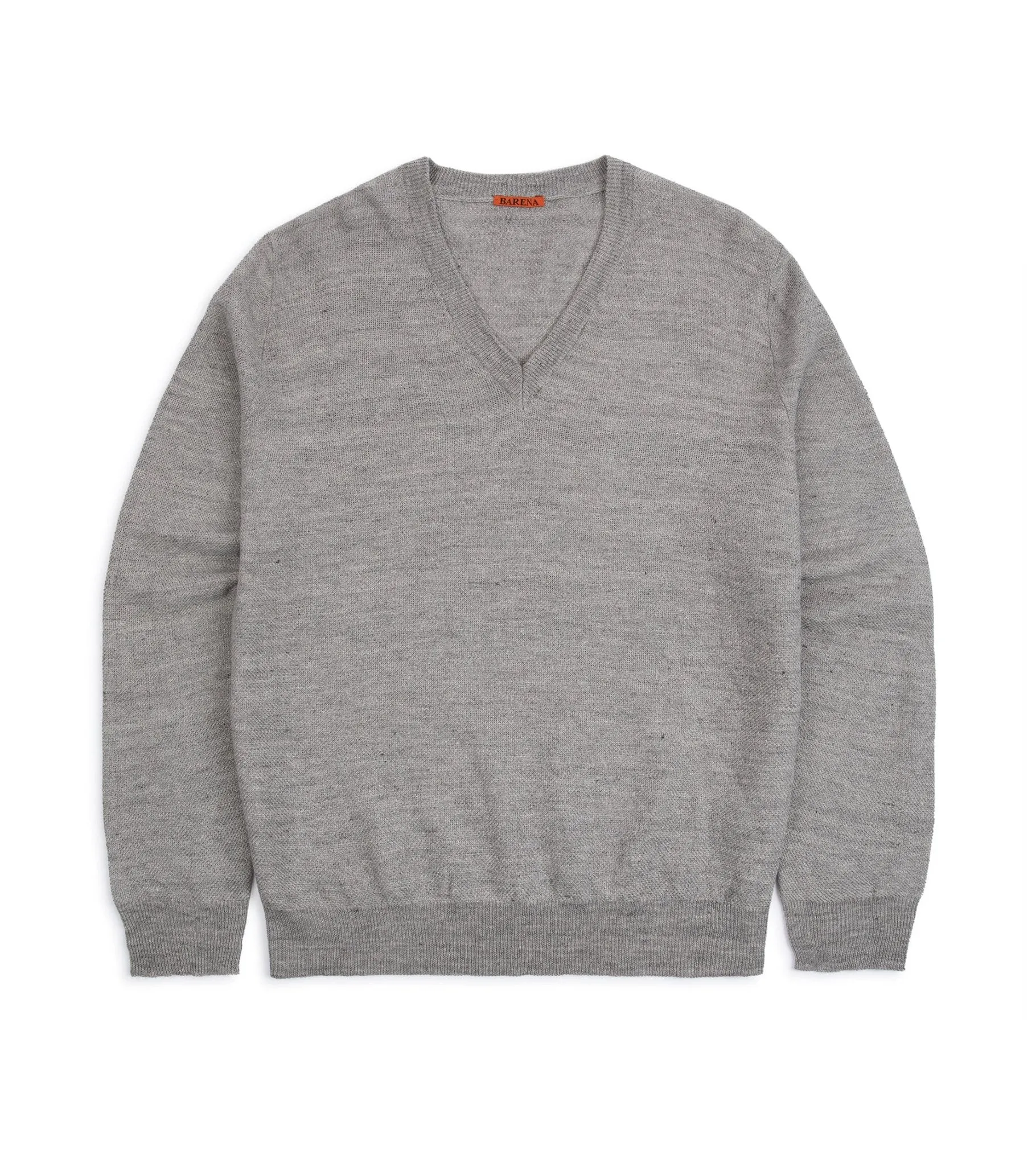 Barena Vignal Slissa Cotton Linen V-Neck Sweater: Grey