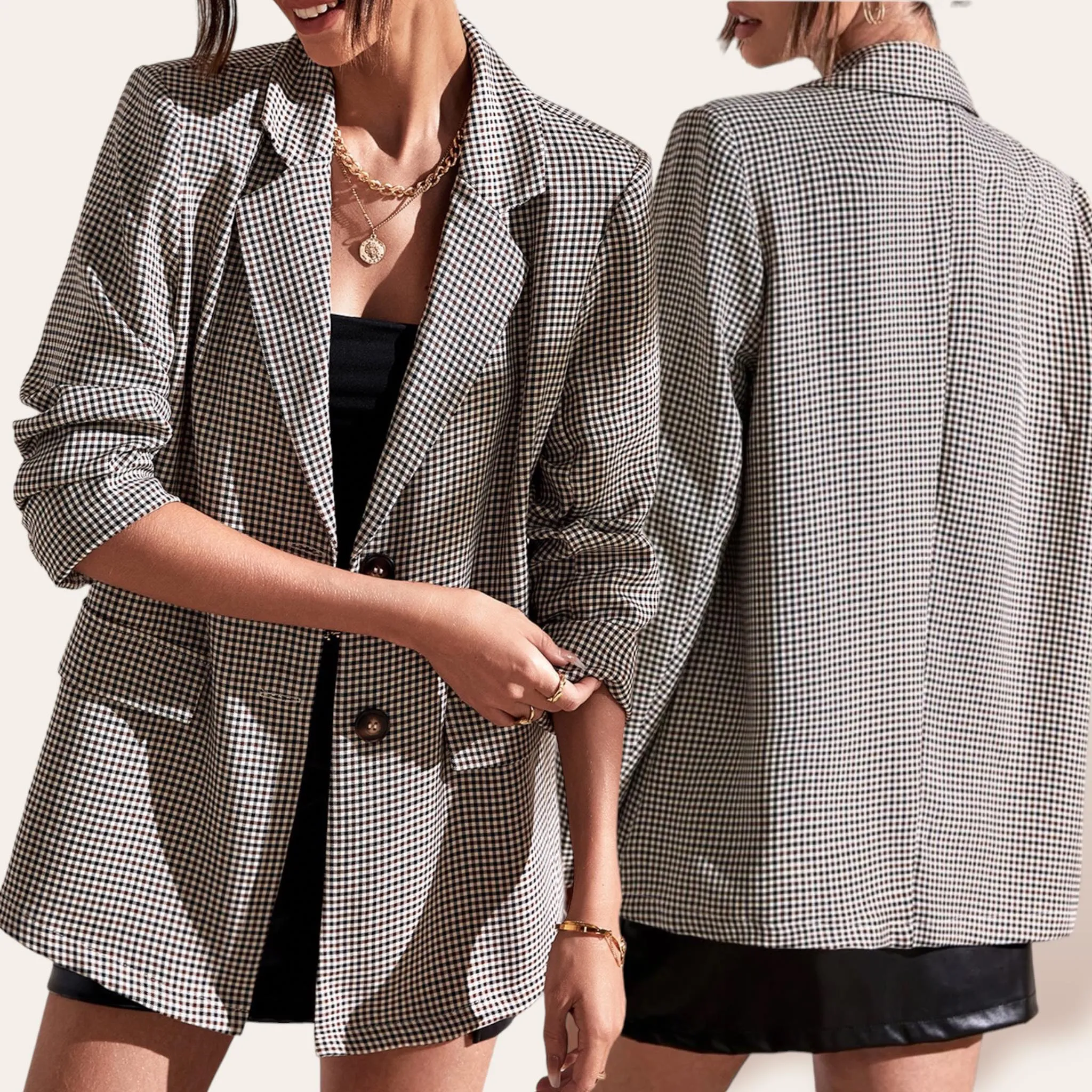 BELA Plaid Lapel Blazer