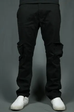 Black Colored Men Cargo Joggers | Black Cargo Pants | Tapered 6 Pocket Pants | Jordan Craig Cargo Pants For Men