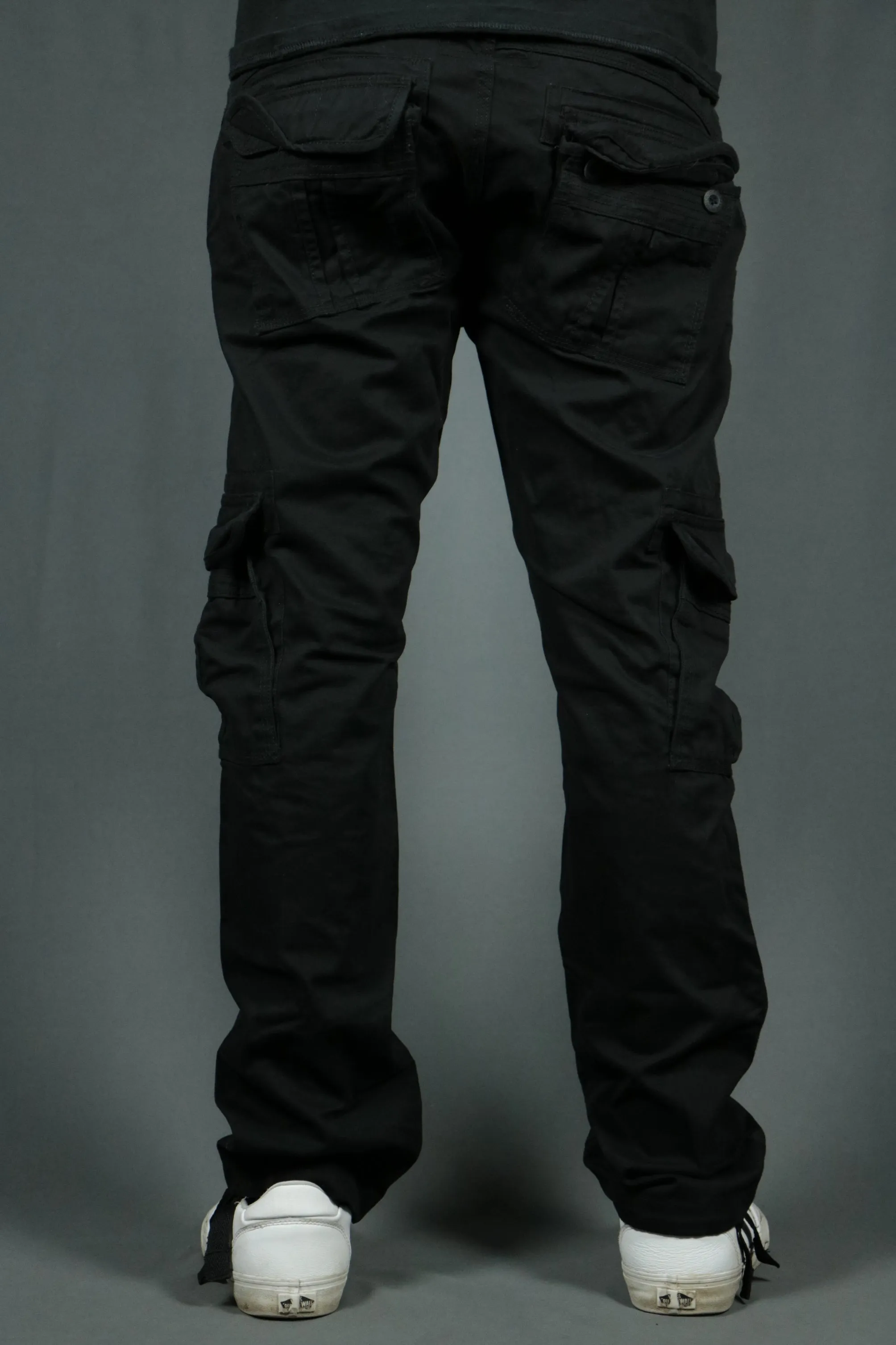 Black Colored Men Cargo Joggers | Black Cargo Pants | Tapered 6 Pocket Pants | Jordan Craig Cargo Pants For Men