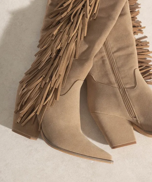 Bohemian Flair Knee-High Fringe Boots