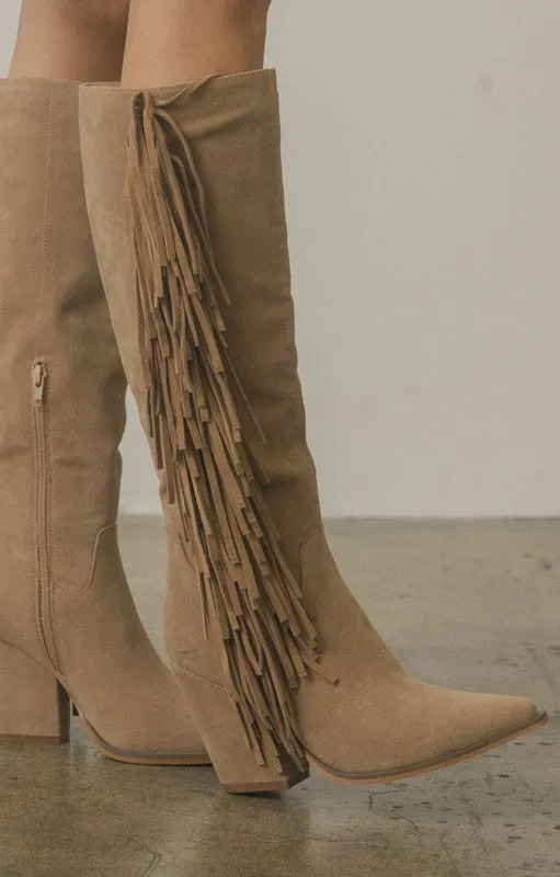 Bohemian Flair Knee-High Fringe Boots