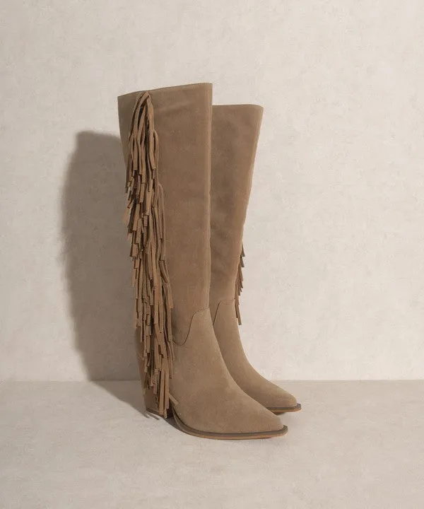 Bohemian Flair Knee-High Fringe Boots