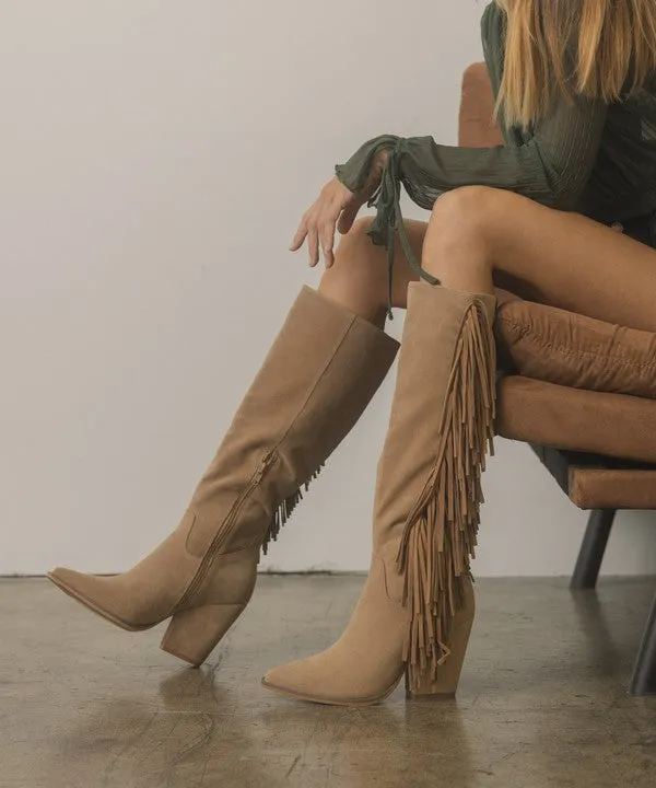 Bohemian Flair Knee-High Fringe Boots