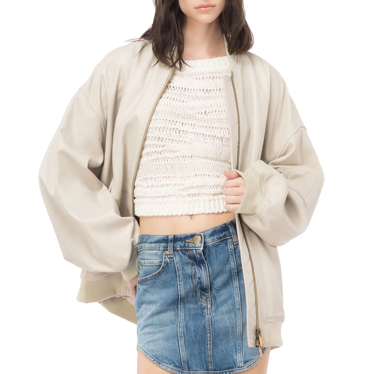 BOMBER MONTEROSI Donna Beige Farina Avena