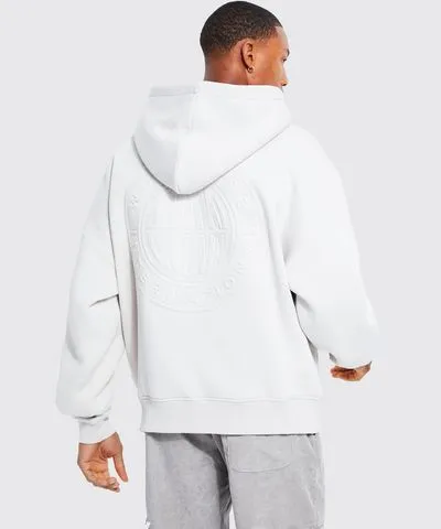 boohoo Mens Oversized Boxy Man Debossed Hoodie