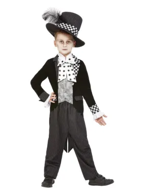 Boys Halloween Wonderland Dark Mad Hatter Fancy Dress Costume