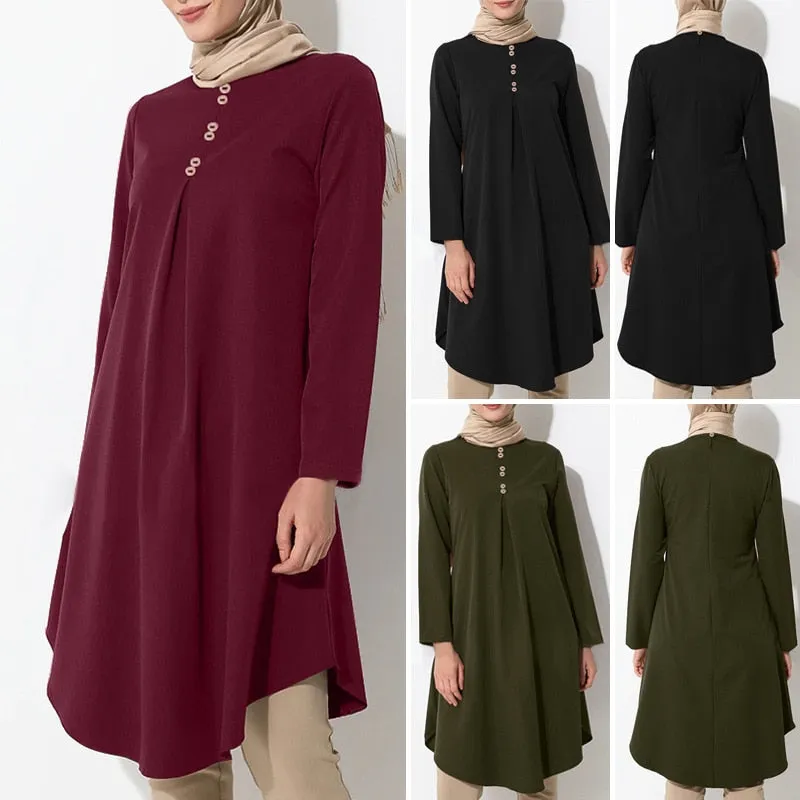 Broadcloth Girls Blouse Long Sleeve Casual Top Fashion Women Muslim