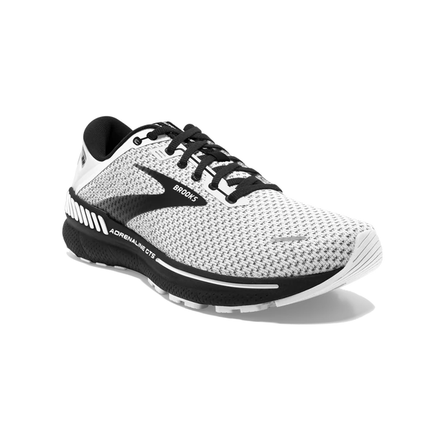 Brooks Mens Adrenaline 22 Athletic Shoes- White/grey/Black