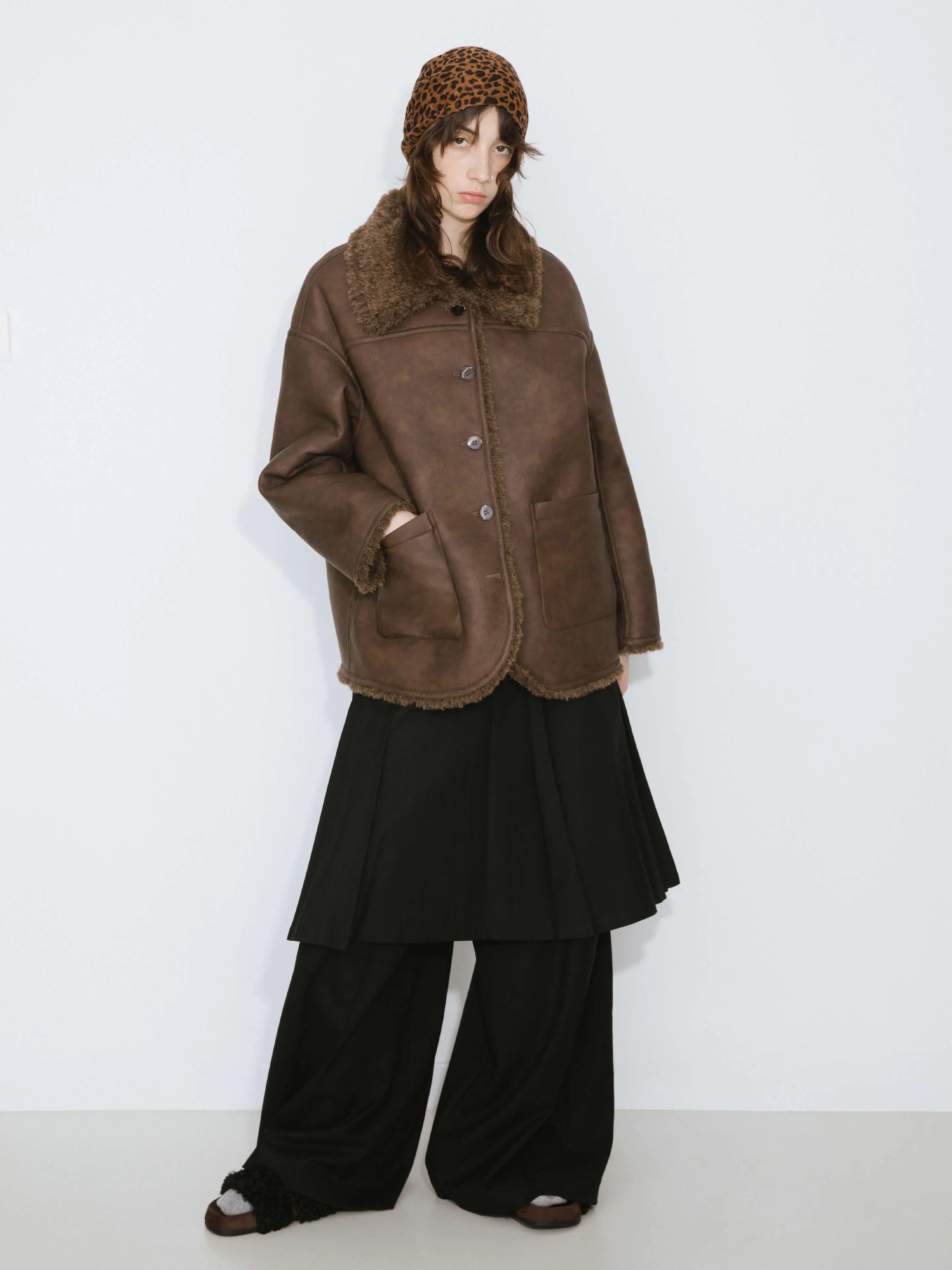 Brown Mid-length Boxy Coat