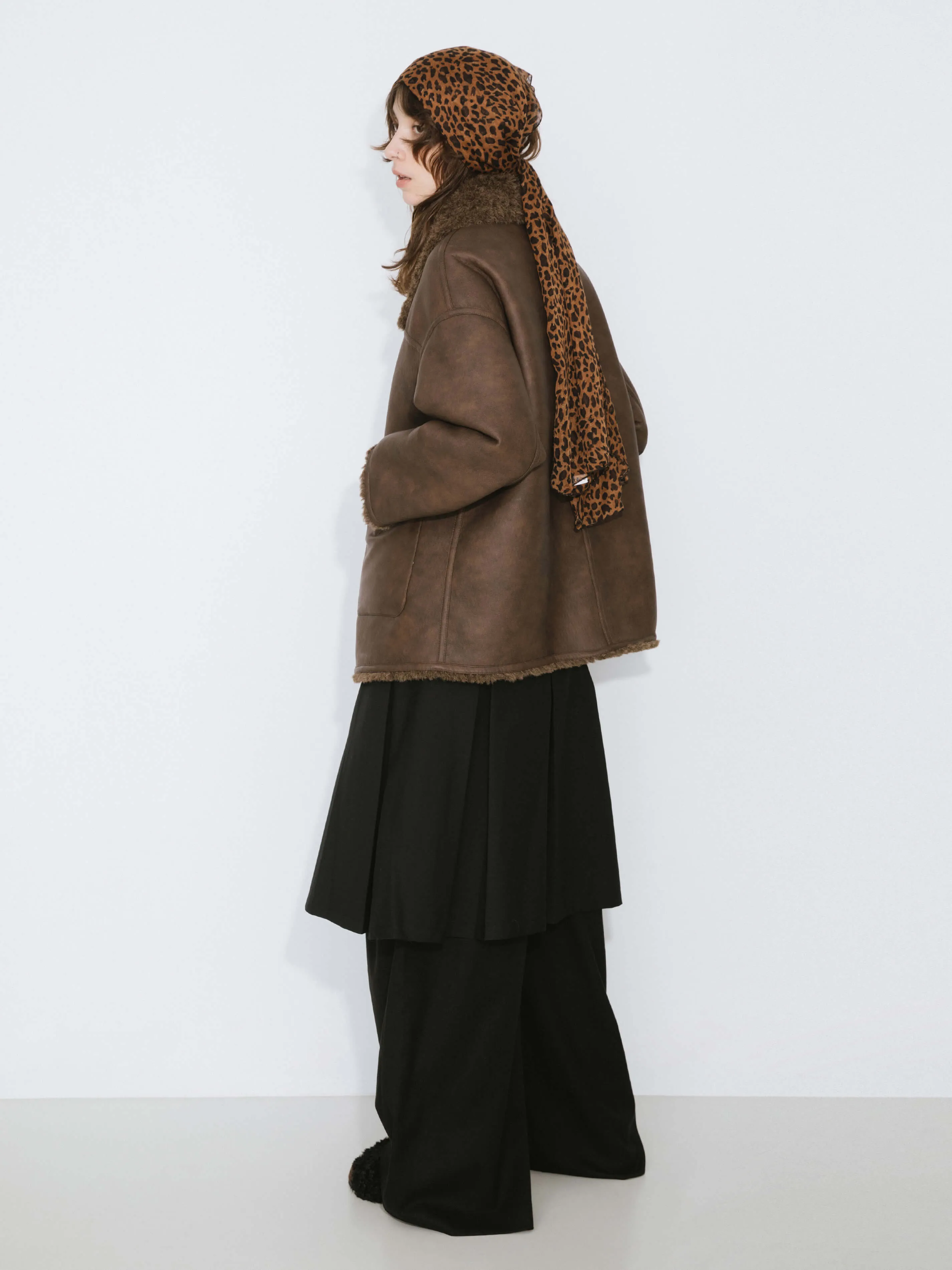 Brown Mid-length Boxy Coat