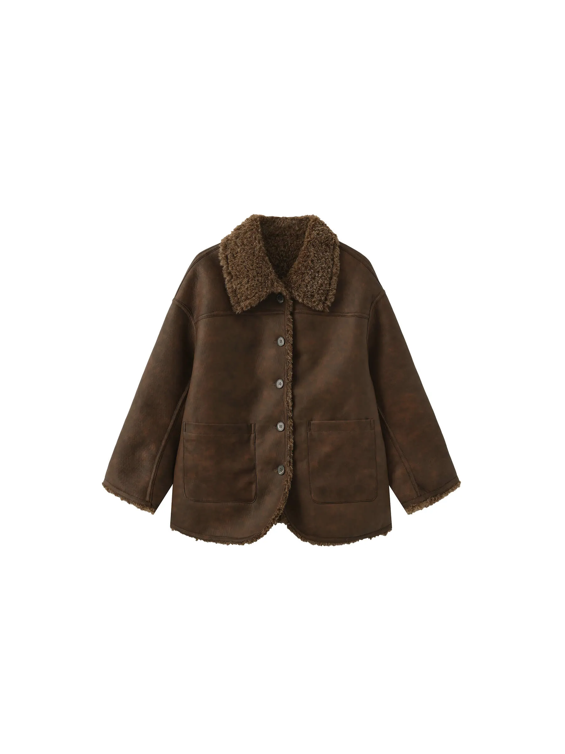 Brown Mid-length Boxy Coat