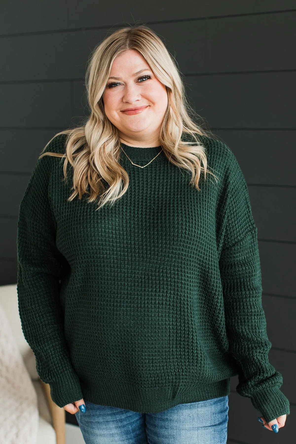 Captivating In Color Knit Sweater- Forest Green