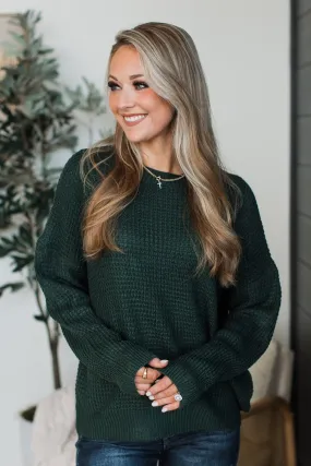 Captivating In Color Knit Sweater- Forest Green