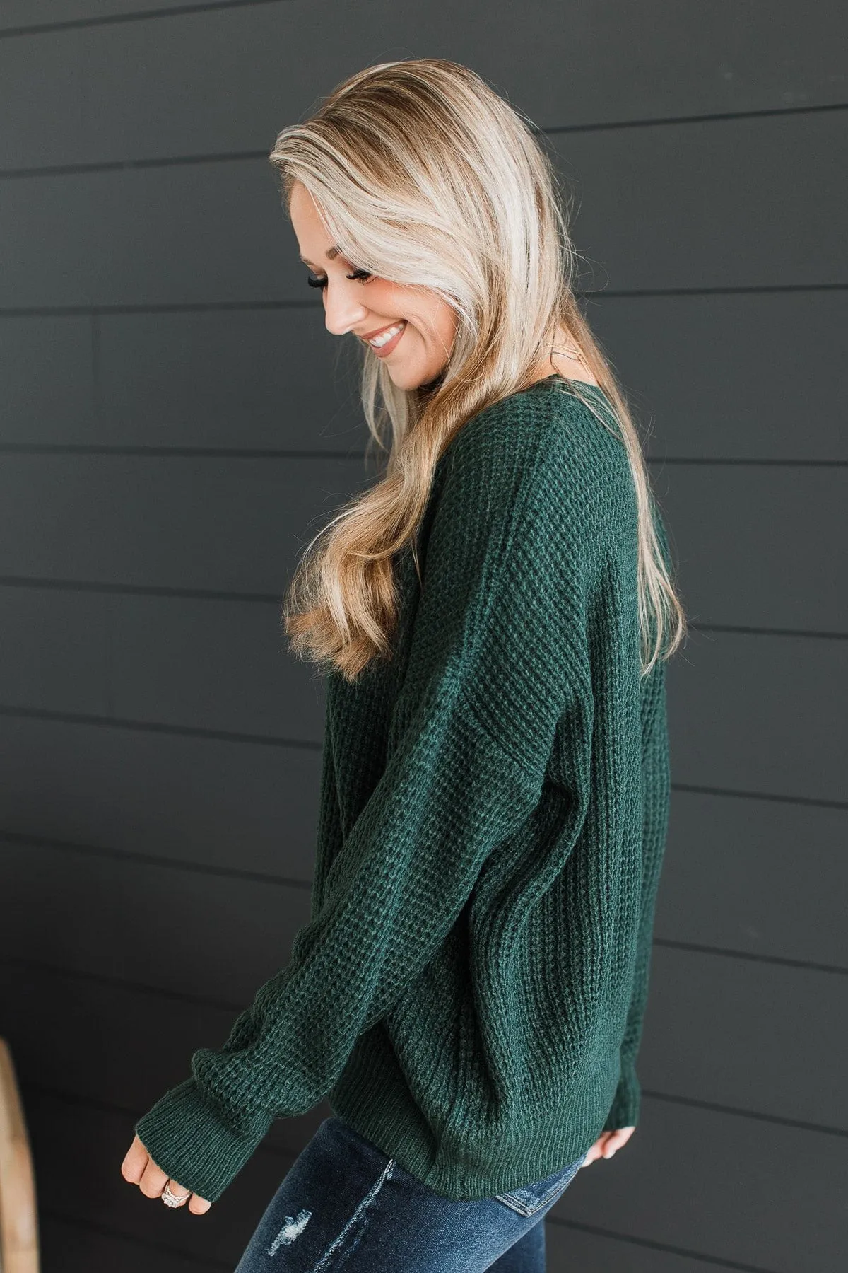 Captivating In Color Knit Sweater- Forest Green