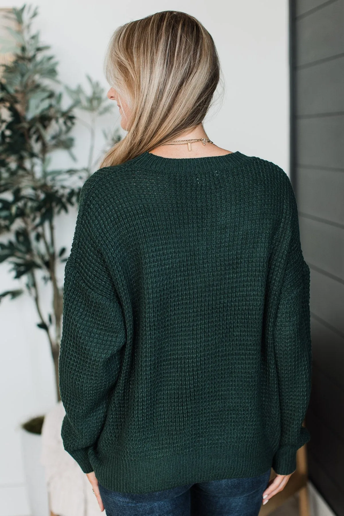 Captivating In Color Knit Sweater- Forest Green