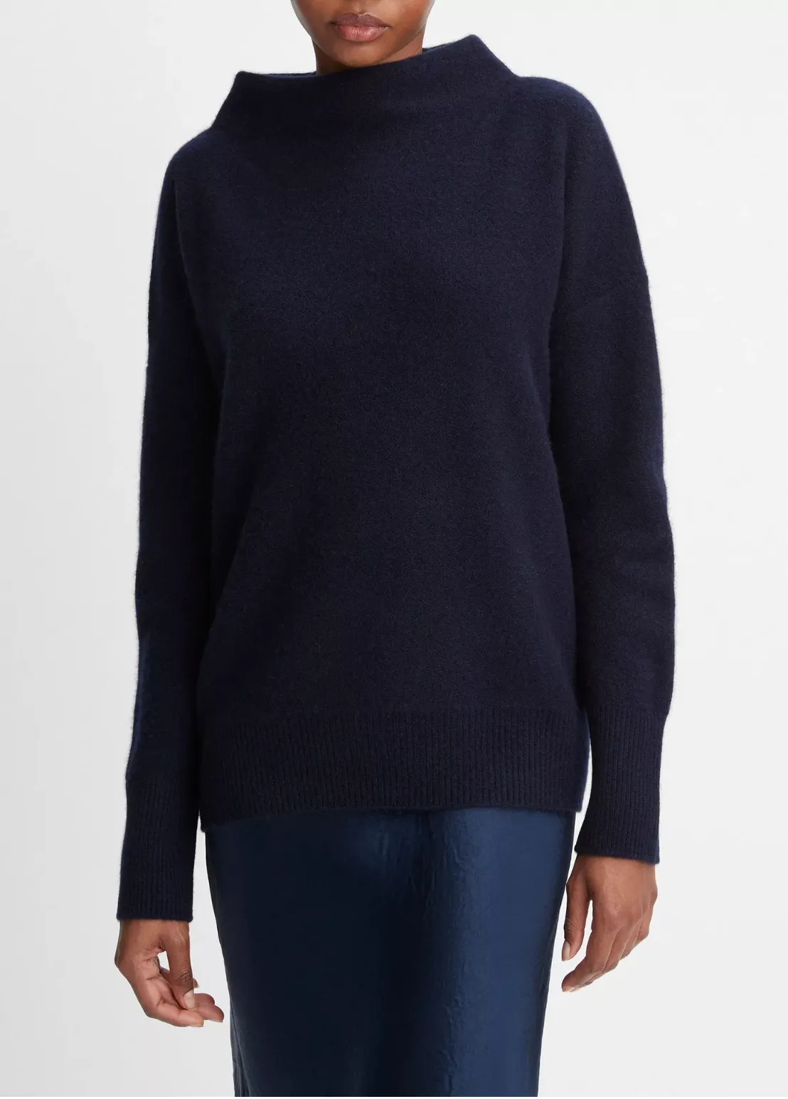 Cashmere Funnel Neck Sweater - Costal Blue