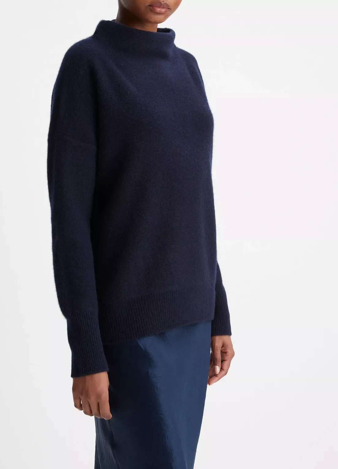 Cashmere Funnel Neck Sweater - Costal Blue