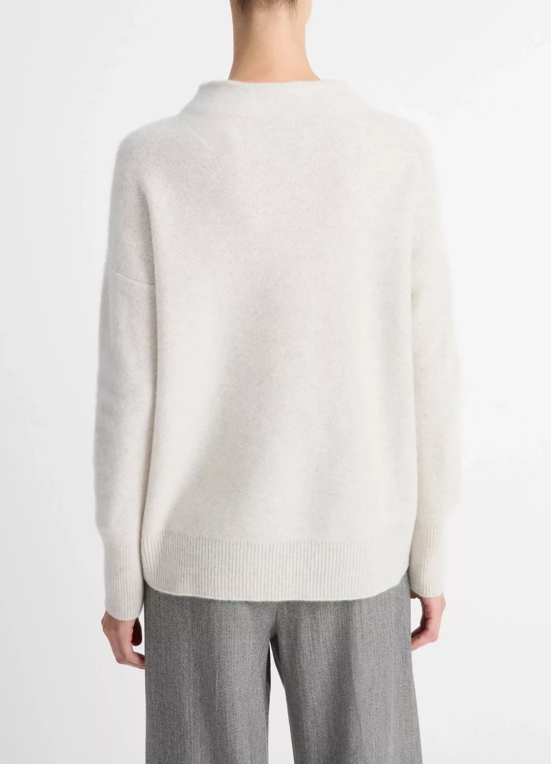 Cashmere Funnel Neck Sweater - Heather Platinum