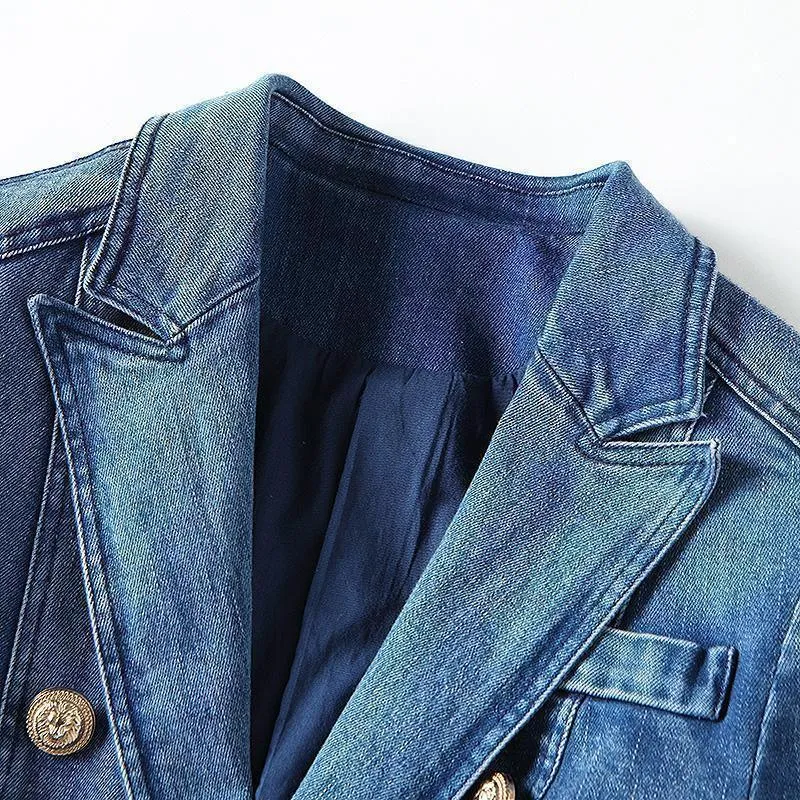 Casual Denim Blazer Women - Casual - Plain-Solid