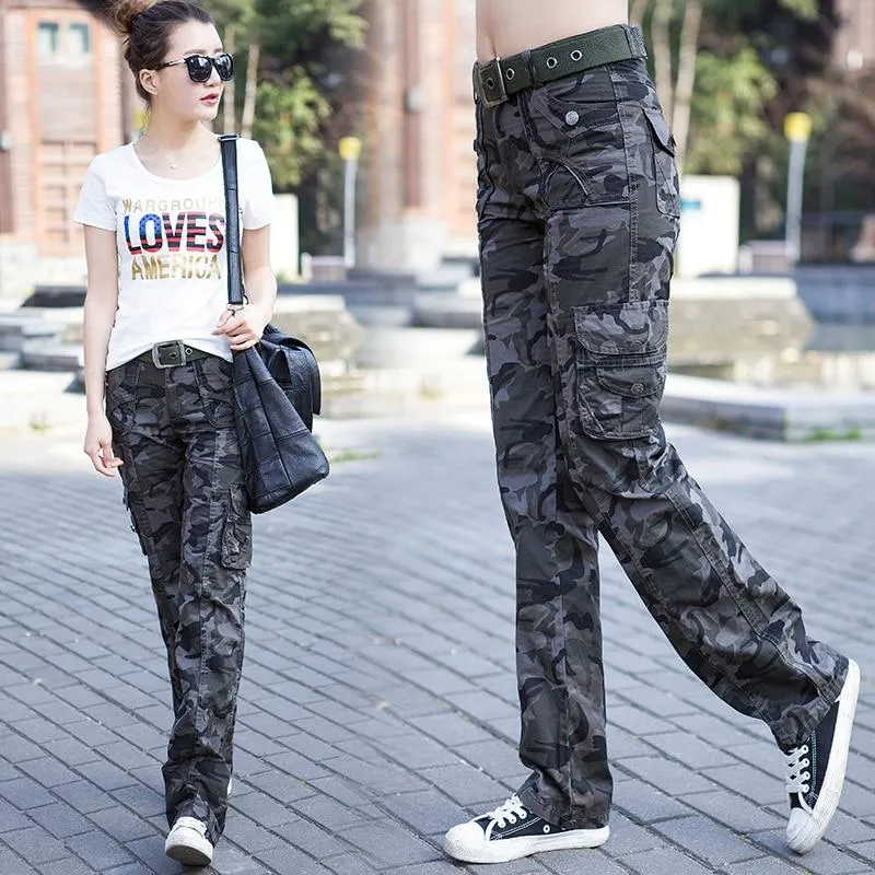 Casual Fashion Women's Camouflage Full Length Jogger Cargo Pants Trousers