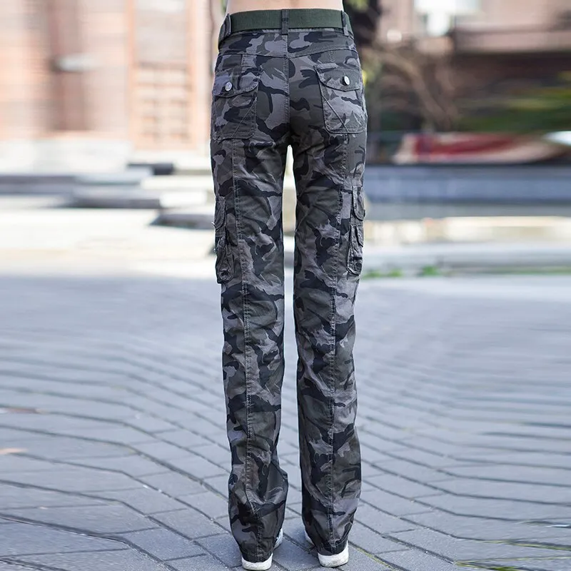 Casual Fashion Women's Camouflage Full Length Jogger Cargo Pants Trousers