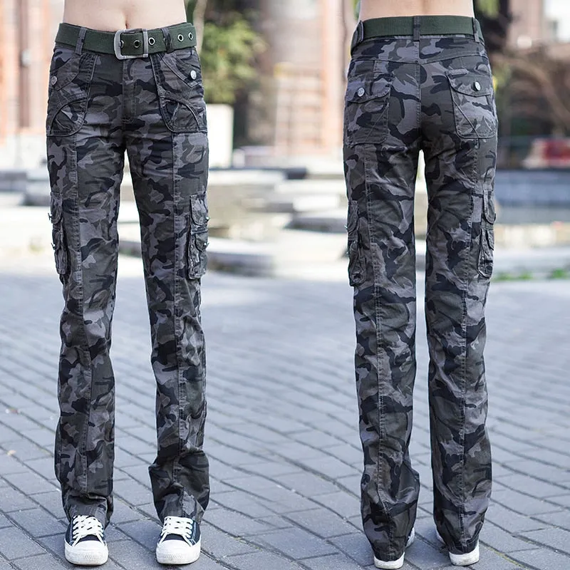 Casual Fashion Women's Camouflage Full Length Jogger Cargo Pants Trousers